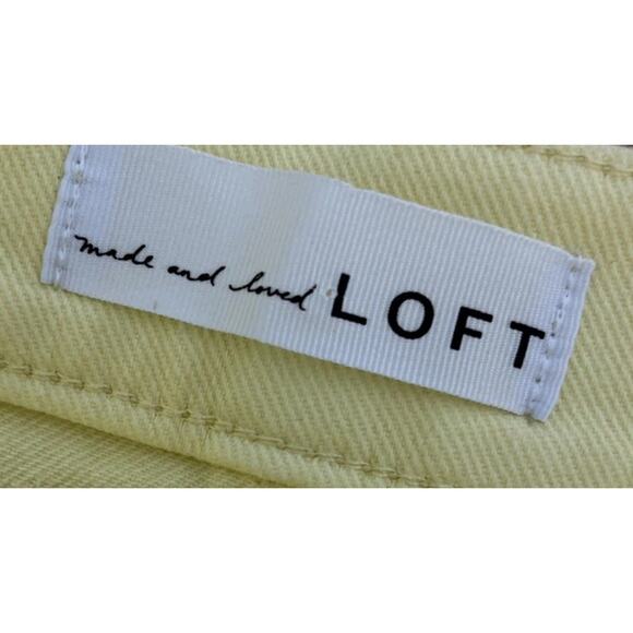 LOFT The Cut Off Short Yellow Denim High Rise 4" Inseam Cotton Stretch NWT Sz 27 - Picture 4 of 8